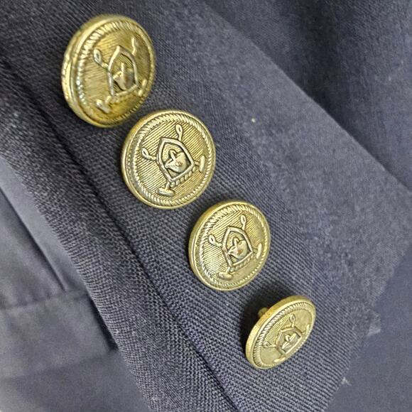 Chaps Ralph Lauren Navy Wool Blazer 42T Gold Crest Buttons 90s Vintage - Picture 3 of 7